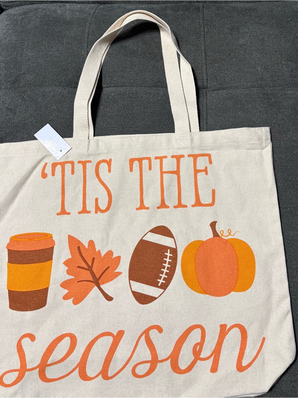 Canvas Tote with Fall Football Graphic